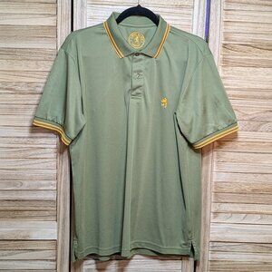 Albert Morris Green Polo Shirt with Yellow Accents Size Large